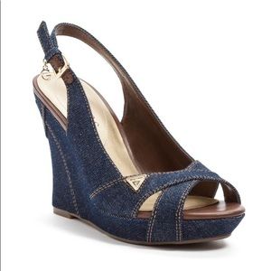 Guess Tilden Denim Wedge Heel 